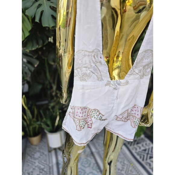 Juliet Dunn London Embroidered Elephant Romper One Size Boho Resortwear India - Picture 6 of 12